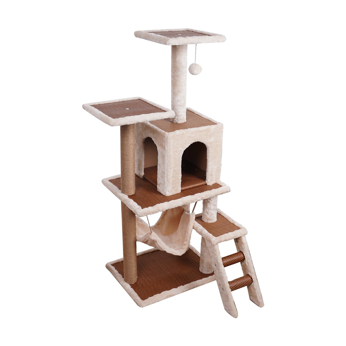 NNEDPE 125cm Cat Tree Scratching Post - Beige