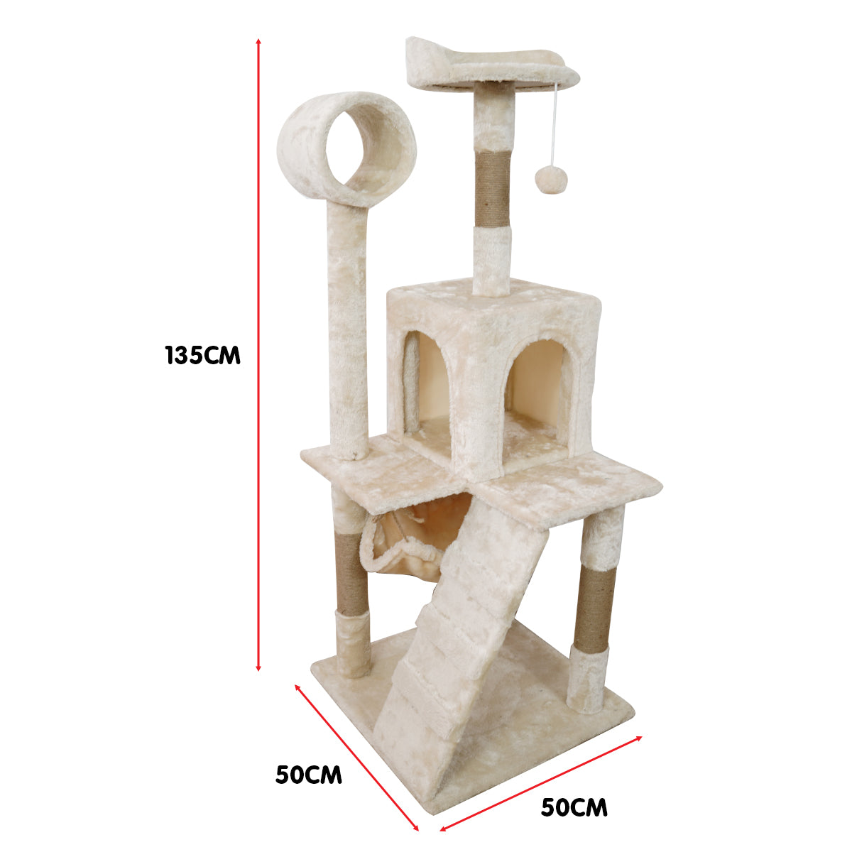NNEDPE 135cm Cat Tree Scratching Post - Beige