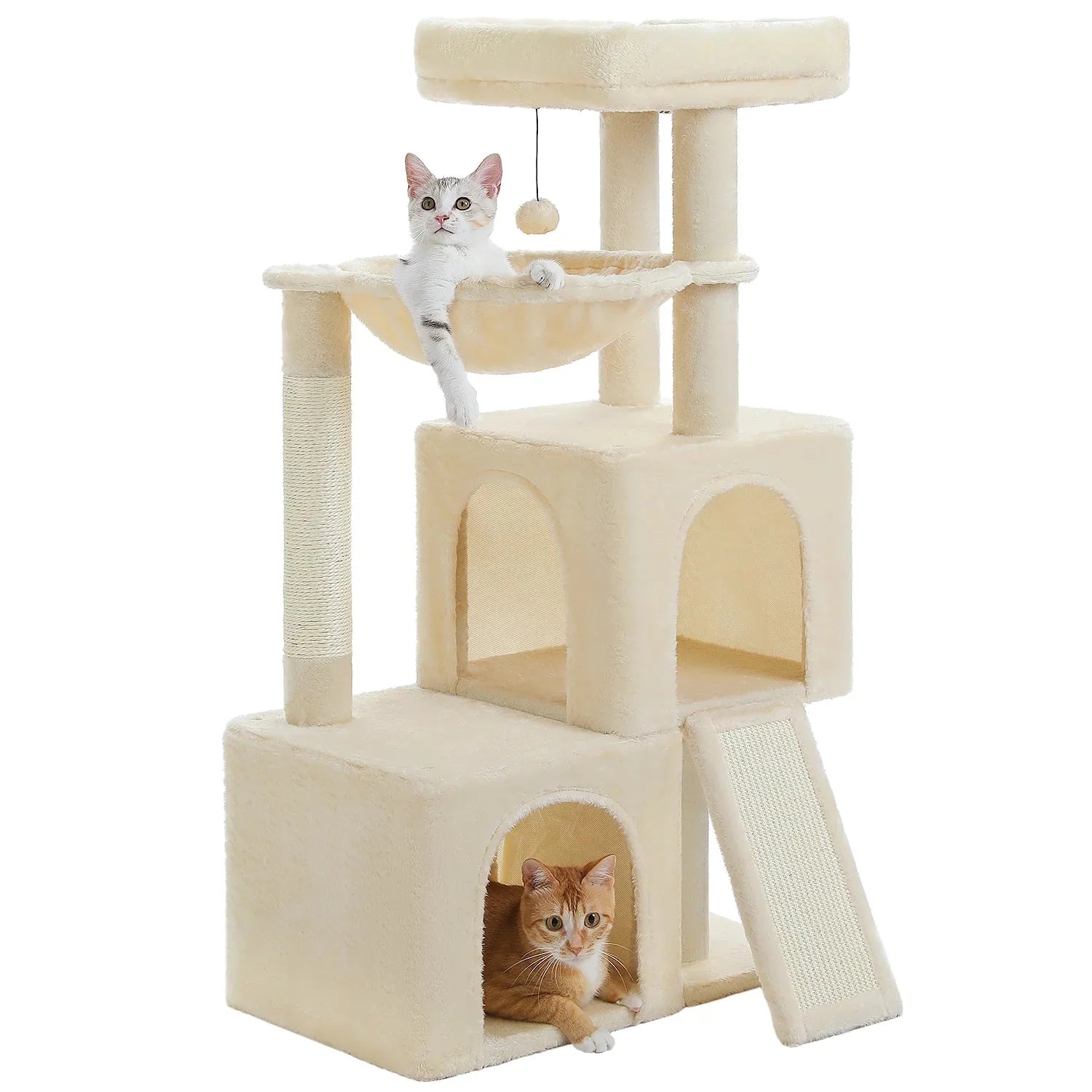 Minimalist 104cm Cat Tree Scratching Tower - Cream