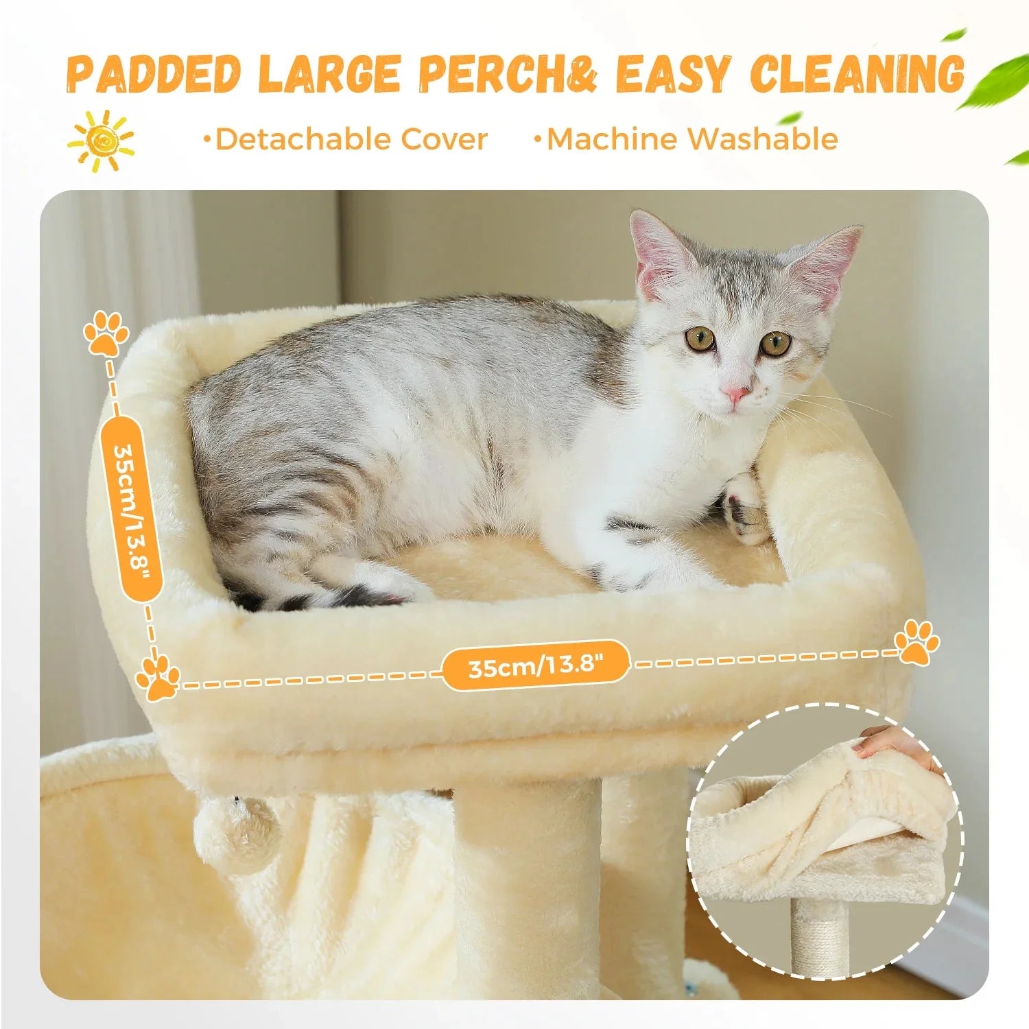 Minimalist 104cm Cat Tree Scratching Tower - Cream